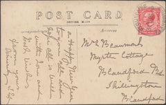 121570 1916 STOURPAINE/BLANDFORD RUBBER DATE STAMP ON MAIL TO BLANDFORD.