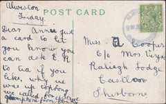 121586 1915 ALWESTON/SHERBORNE RUBBER DATE STAMP USED LOCALLY.