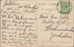 121601 1914 WINTERBOURNE ZELSTONE/BLANDFORD RUBBER DATE STAMP TO YORKSHIRE.