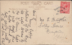 121614 1918 STOURTON CAUNDLE/BLANDFORD RUBBER DATE STAMP TO MIDDLESEX.