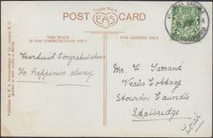 121695 1914 STOURTON CAUNDLE/BLANDFORD RUBBER DATE STAMP TO STALBRIDGE.