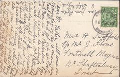 121698 1912 BOTHENHAMPTON/BRIDPORT RUBBER DATE STAMP TO SHAFTESBURY.