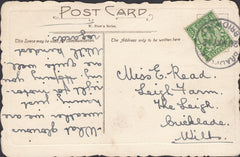 121701 1912 BRADPOLE/BRIDPORT RUBBER DATE STAMP TO CRICKLADE WILTS.