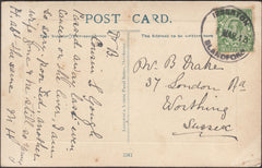 121729 1913 IBBERTON/BLANDFORD RUBBER DATE STAMP TO WORTHING.