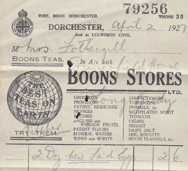 121759 1927 ADVERTISING MAIL DORCHESTER TO LONG BREDY WITH CONTENTS.