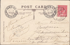 121766 1912 PARKSTONE/DORSET SKELETON DATE STAMP ON MAIL TO PARIS.