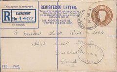 121838 1942 REGISTERED MAIL EVERSHOT USED IN DORSET.