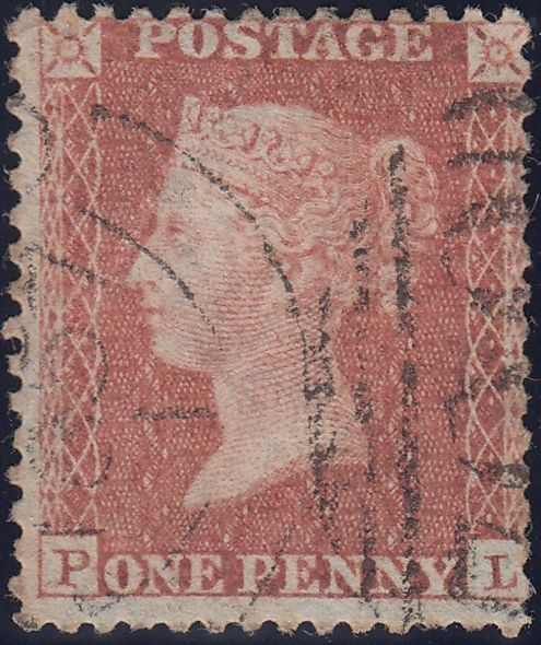 122643 1856 DIE 2 1D PL.42 TWO EXAMPLES ON BLUED PAPER (SG29) DIFFERENT SHADES.