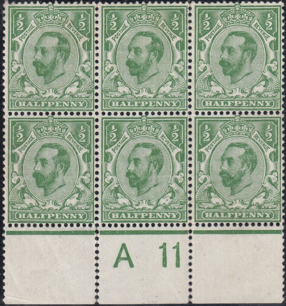 122677 1911 ½D DOWNEY DIE 1A WATERMARK CROWN (SG322) WITH VARIETY SPEC N1d BUT NOT N1c.