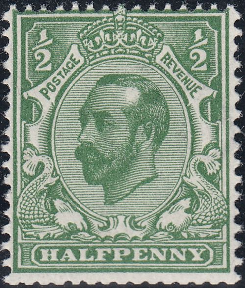 122736 1911 ½D DOWNEY DIE 1B WATERMARK CROWN INVERTED (SG324Wi) PRINTING FLAW.