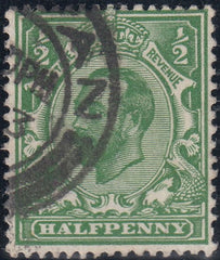 122749 1911 ½D DOWNEY DIE 1B WATERMARK CROWN (SG324) USED WITH PLATE VARIETY.