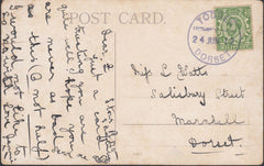 122856 1912 MAIL TO MARNHULL DORSET WITH 'TODBER DORSET' RUBBER DATE STAMP.