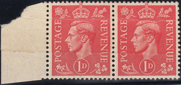 123957 1941 1D PALE SCARLET (SG486) PAPER JOIN.