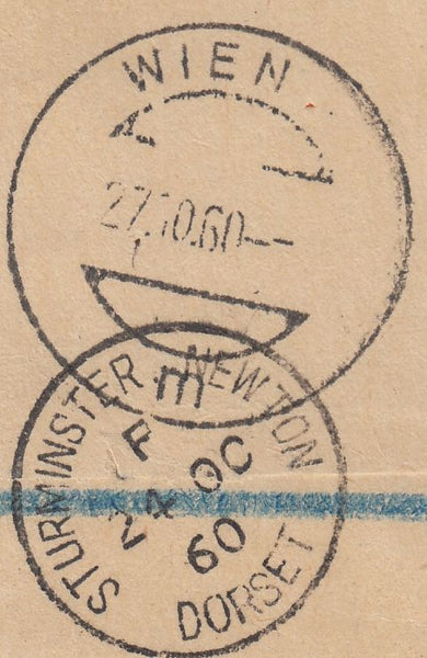 124379 1960 REGISTERED MAIL DORSET TO AUSTRIA.