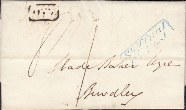 125180 1831 MAIL BROSELEY TO BEWDLEY WITH 'SHIFFNAL/PY. POST' HAND STAMP IN BLUE (SH552).