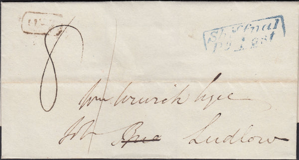 125181 1831 MAIL SHIFFNAL TO LUDLOW WITH 'SHIFFNAL/PY. POST' HAND STAMP IN BLUE (SH552).