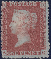 125446 1855 DIE 2 1D PL.20 L.C.14 (SPEC C6)(AC) WITH FINE ORIGINAL GUM/MISSING IMPRIMATUR LETTERING.