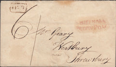 125819 1825 MAIL SHIFNAL TO SHREWBURY WITH 'SHIFFNALL/PENNY POST' HAND STAMP (SH550).