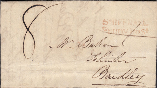 125856 1819 MAIL CHIRK TO BEWDLEY WITH 'SHIFFNALL/PENNY POST' HAND STAMP (SH550).