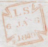 126312 1849 MAIL LONDON TO SALOP WITH CIRCULAR 'E/NR' HAND STAMP OF THE GRAND NORTHERN RAILWAY.