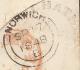 126607 1848 ENVELOPE NORWICH TO CHATHAM WITH 'BLOFIELD/PENNY POST' HAND STAMP (NK45).