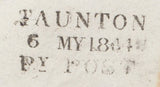 128245 WILLITON (SOMERSET) EARLIEST KNOWN USAGE '777' BARRED NUMERAL ON WRAPPER DATED 6TH MAY 1844.