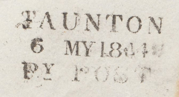 128245 WILLITON (SOMERSET) EARLIEST KNOWN USAGE '777' BARRED NUMERAL ON WRAPPER DATED 6TH MAY 1844.