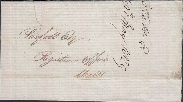 128934 1829 PART WRAPPER CROSS, SOMERSET TO WELLS WITH 'CROFS/PENNY POST' HAND STAMP (SO435).