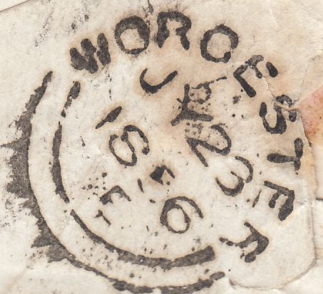 129561 1856 MAIL FRANCE TO WORCESTER WITH 'M/NR' HAND STAMP GRAND NORTHERN RAILWAY.