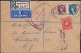 129750 1954 REGISTERED AIR MAIL SOUTHAMPTON TO USA WITH WILDINGS.