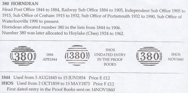 131472 1856 MAIL HORNDEAN, HANTS TO LONDON WITH 1D PL.46 (SG29)(BL) WITH '380' NUMERAL OF HORNDEAN.