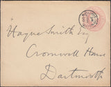 131606 1900 1D PINK ENVELOPE BRAMPTON BRIAN, SHROPS TO DARTMOUTH CANCELLED 'BRAMPTON.BRIAN' DATE STAMP.