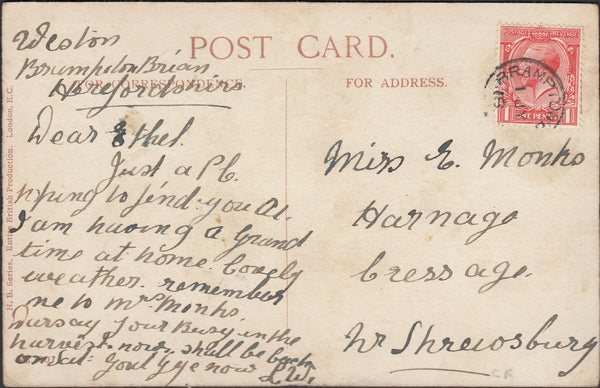 131610 COLLECTION OF BRAMPTON BRIAN, SHROPSHIRE POST MARKS (1881-1988) (12 ITEMS).