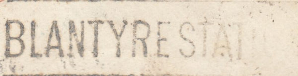 132151 1859 MAIL GLASGOW TO CALDERWOOD, BLANTYRE, REDIRECTED TO BRIGHTON WITH 'BLANTYRE STATION' SCOTS LOCAL TYPE III ON REVERSE.