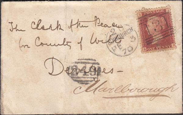 132203 COLLECTION OF DEVIZES, WILTSHIRE, POSTMARKS 1836-1886.