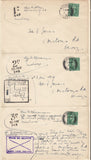 132461 COLLECTION OF 1951 INSTRUCTIONAL HAND STAMPS ON COVER FROM DEVIZES, WILTSHIRE WITH EXPLANATORY NOTES/LETTERS FROM THE POSTMASTER.