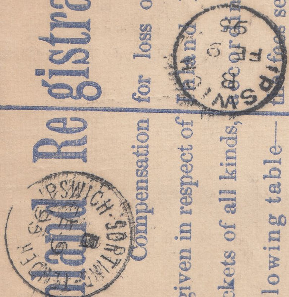 132472 1895 REGISTERED MAIL FROM MOLD (FLINTSHIRE) TO 'WHITFIELD KING' STAMP DEALERS OF IPSWICH.