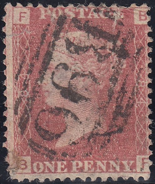 132482 1864 1D PL.84 (SG43)(BF) WITH 'B96' NUMERAL CANCELLATION OF ROBOROUGH IN DEVON.