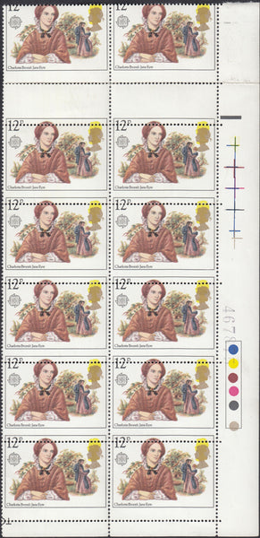 132577 1980 12P FAMOUS AUTHORESSES (CHARLOTTE BRONTE JANE EYRE)(SG1125) NEWLY DISCOVERED VARIETY WITH PERFORATION AND COLOUR SHIFT.