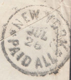 132587 1877 MAIL EDINBURGH TO NEW YORK WITH 2½D ROSY-MAUVE PL.7 (SG141) WITH 'EDINBURGH/131' DOTTED CIRCLE CANCELLATION (RA9).