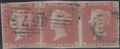 132695 1853 1D PL.171 (SG8) HORIZONTAL STRIP OF THREE LETTERED QH QI QJ.