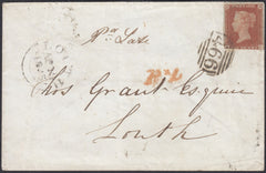 132723 1845 MAIL LIVERPOOL TO LOUTH WITH 'PxL' (PAID LATE) HAND STAMP IN RED (LL212).