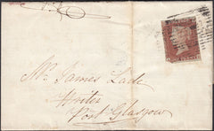 132769 1854 LETTER KILMALCOLM TO PORT GLASGOW WITH 'KILMACOM' BOXED SCOTS LOCAL HAND STAMP TYPE D1.