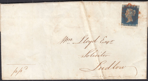 132771 1840-1841 PAIR OF COVERS FROM COALBROOKDALE WITH 1840 1D BLACK (SG2) AND 1840 2D BLUE (SG4).