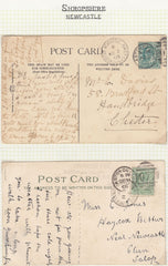 132896 COLLECTION OF POSTMARKS FROM THE VILLAGE OF 'NEWCASTLE' IN SHROPSHIRE.