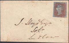 132900 1849 MAIL TO LUDLOW WITH 'DIDDLEBURY' UDC AND 'LUDLOW/3' SKELETON HAND STAMP (SH268).