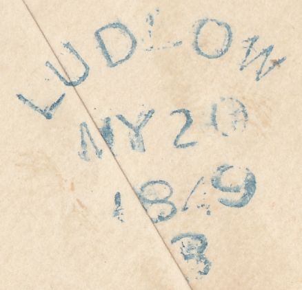 132902 1849 ENVELOPE LONDON TO LUDLOW WITH 'LUDLOW/3' SKELETON HAND STAMP (SH268).