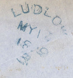 132926 1849 MAIL LONDON TO LUDLOW WITH 2D BLUE (SG14) AND 'LUDLOW' SKELETON HAND STAMP (SH268).