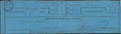 132931 1851 BLUE 'WAY BILL' IN RESPECT OF REGISTERED LETTER FROM PRESTEIGN, RADNORSHIRE TO KINGTON, HEREFORSHIRE.