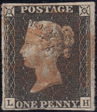 132938 1840-1 MATCHED PAIR 1D GREY-BLACK PL.2 (SG3) AND 1D RED (SG7) LETTERED LH.